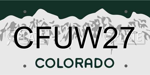 CFUW27 Colorado License Plate