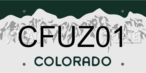 CFUZ01 Colorado License Plate