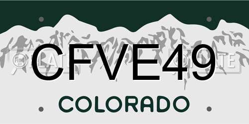 CFVE49 Colorado License Plate
