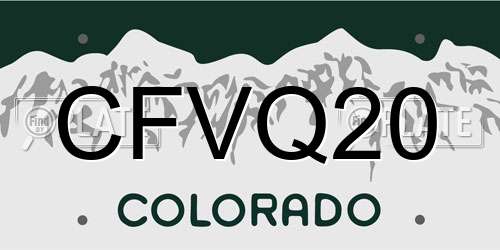 CFVQ20 Colorado License Plate