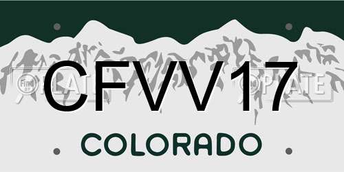 CFVV17 Colorado License Plate