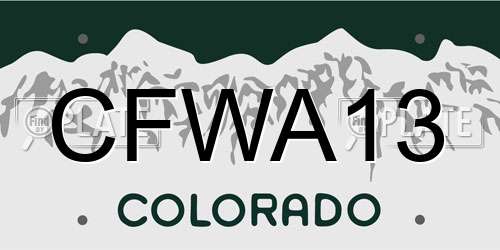 CFWA13 Colorado License Plate