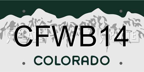 CFWB14 Colorado License Plate