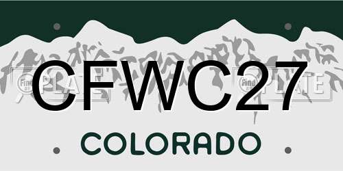 CFWC27 Colorado License Plate