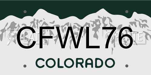 CFWL76 Colorado License Plate