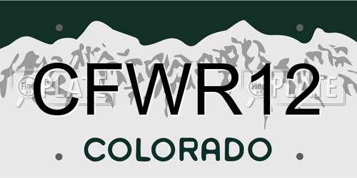 CFWR12 Colorado License Plate