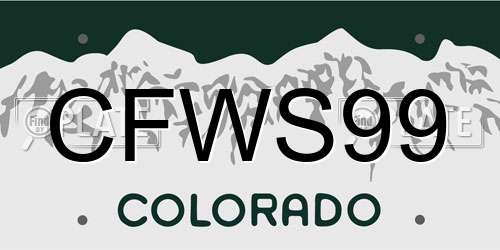 CFWS99 Colorado License Plate