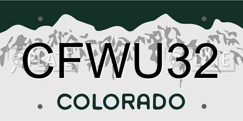 CFWU32 Colorado License Plate