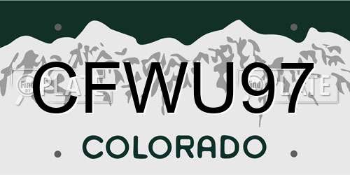 CFWU97 Colorado License Plate