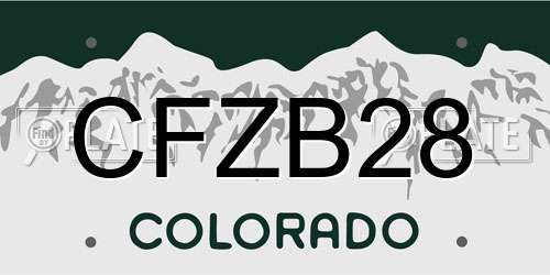 CFZB28 Colorado License Plate