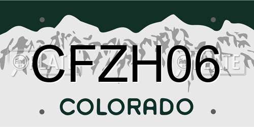 CFZH06 Colorado License Plate