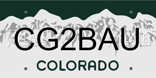 CG2BAU Colorado License Plate