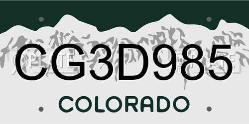 CG3D985 Colorado License Plate