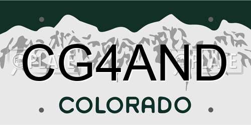 CG4AND Colorado License Plate
