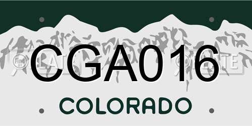 CGA016 Colorado License Plate