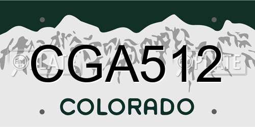 CGA512 Colorado License Plate