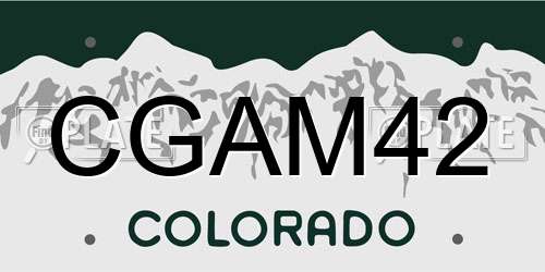 CGAM42 Colorado License Plate