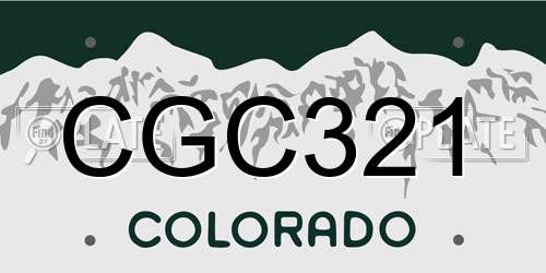 CGC321 Colorado License Plate