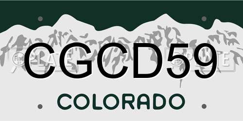 CGCD59 Colorado License Plate