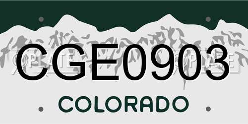 CGE0903 Colorado License Plate