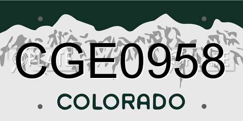 CGE0958 Colorado License Plate
