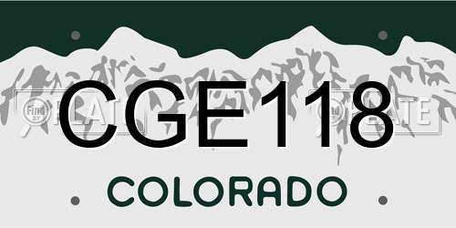 CGE118 Colorado License Plate