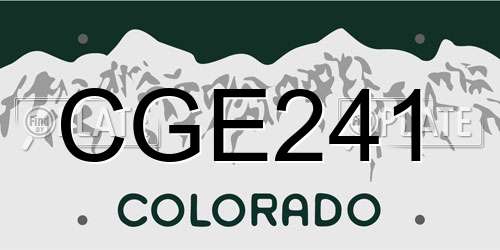 CGE241 Colorado License Plate