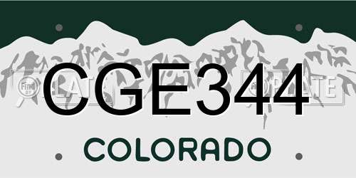 CGE344 Colorado License Plate