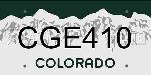 CGE410 Colorado License Plate