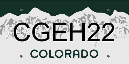CGEH22 Colorado License Plate