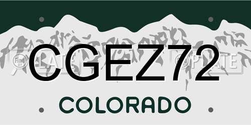 CGEZ72 Colorado License Plate