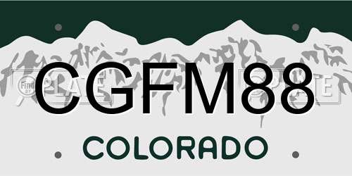CGFM88 Colorado License Plate