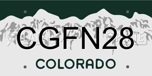 CGFN28 Colorado License Plate
