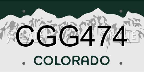 CGG474 Colorado License Plate
