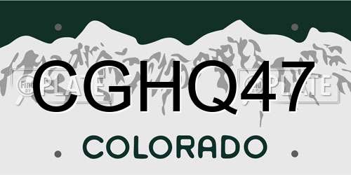 CGHQ47 Colorado License Plate