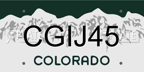 CGIJ45 Colorado License Plate