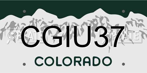 CGIU37 Colorado License Plate