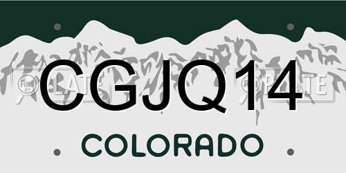 CGJQ14 Colorado License Plate
