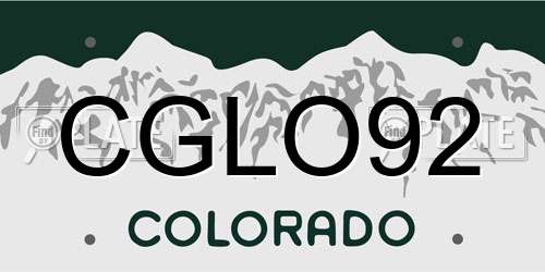 CGLO92 Colorado License Plate