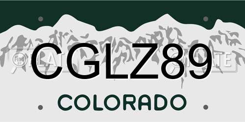 CGLZ89 Colorado License Plate