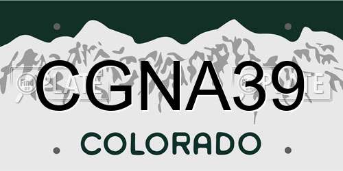 CGNA39 Colorado License Plate