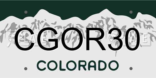 CGOR30 Colorado License Plate