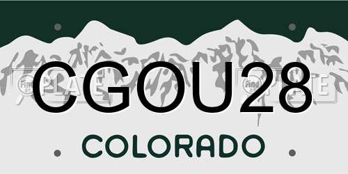 CGOU28 Colorado License Plate
