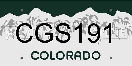 CGS191 Colorado License Plate