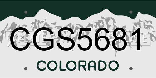 CGS5681 Colorado License Plate