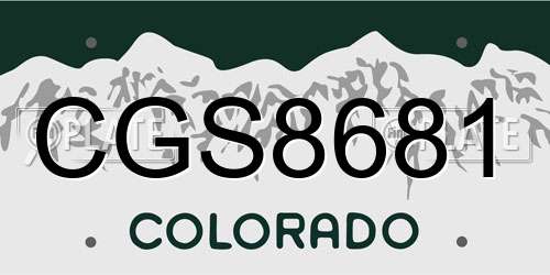 CGS8681 Colorado License Plate