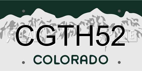 CGTH52 Colorado License Plate