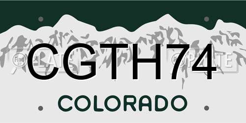 CGTH74 Colorado License Plate