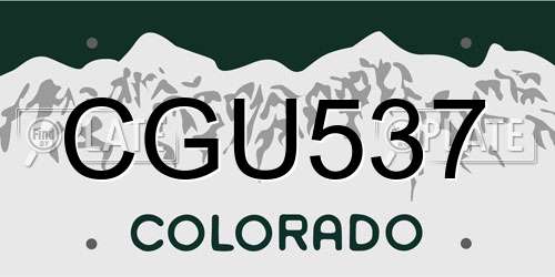 CGU537 Colorado License Plate