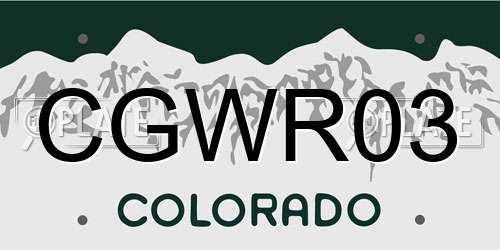 CGWR03 Colorado License Plate